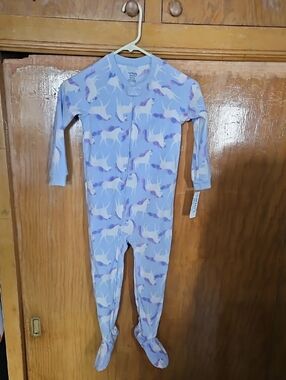 Carter's Light Blue Unicorn Footed One-Piece Pajama